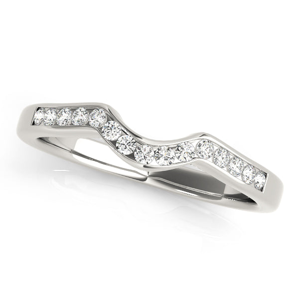 Curved Bands Half Eternity Ring in Gold & Platinum