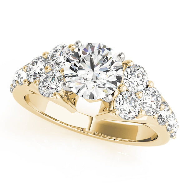 Iconic Cluster Sides Round Diamond Engagement Ring in 10K/14K gold and platinum with certified lab-grown or natural diamonds