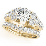 Iconic Cluster Sides Round Diamond Engagement Ring in 10K/14K gold and platinum with certified lab-grown or natural diamonds