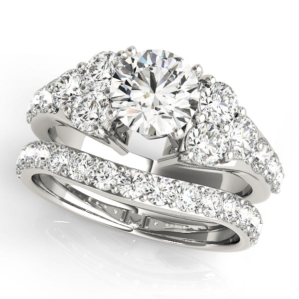 Iconic Cluster Sides Round Diamond Engagement Ring in 10K/14K gold and platinum with certified lab-grown or natural diamonds
