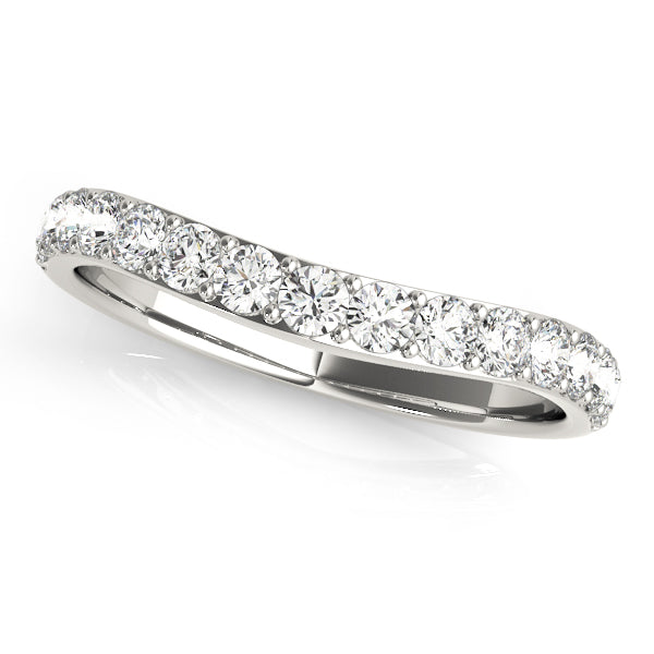 Prong Set Curved Half Eternity Ring in Gold & Platinum