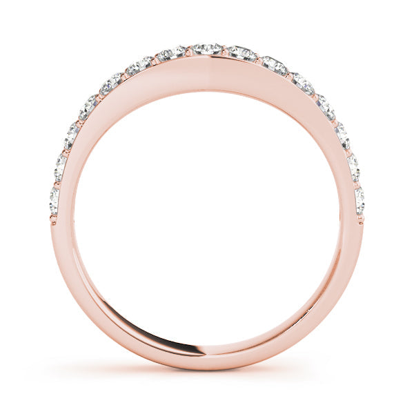 Prong Set Curved Half Eternity Ring in Gold & Platinum