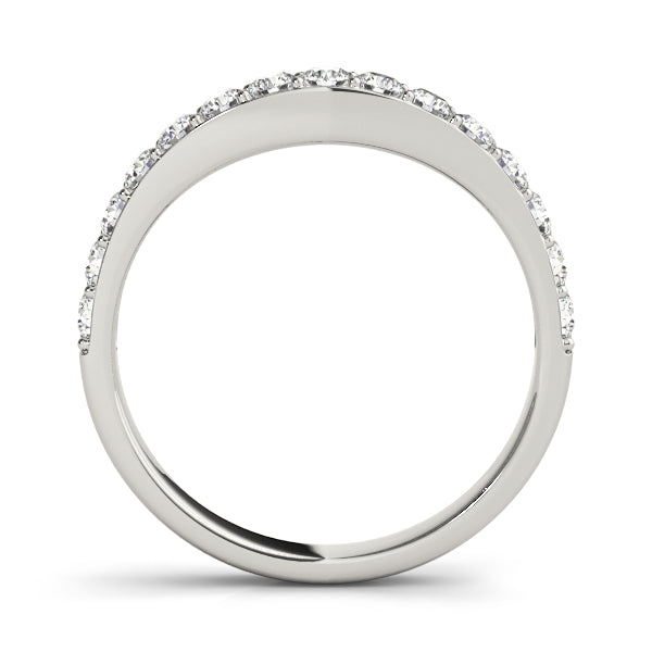 Prong Set Curved Half Eternity Ring in Gold & Platinum