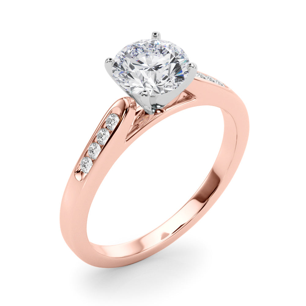 Artisan Channel-Set Round Diamond Engagement Ring in 10K/14K gold and platinum with certified lab-grown or natural diamonds