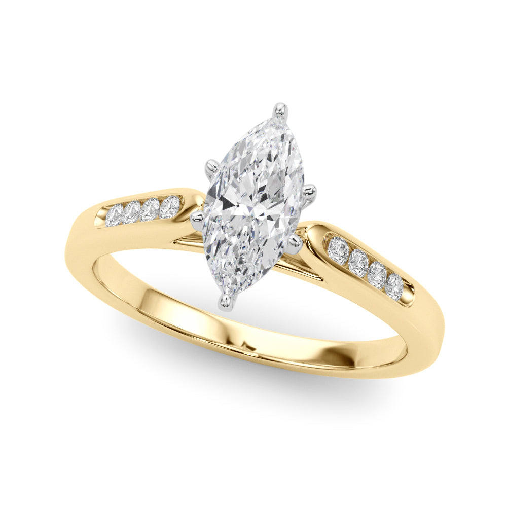 Artisan Channel-Set Round Diamond Engagement Ring in 10K/14K gold and platinum with certified lab-grown or natural diamonds