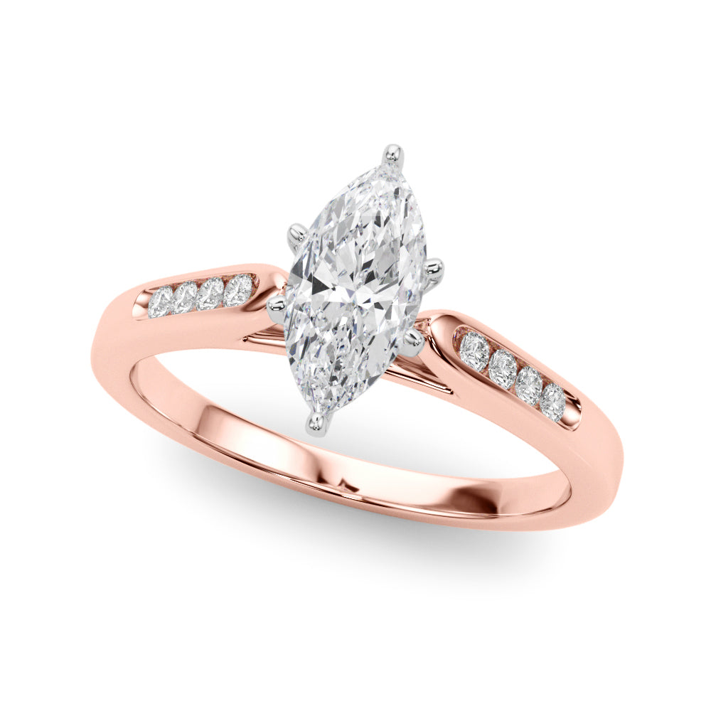 Artisan Channel-Set Round Diamond Engagement Ring in 10K/14K gold and platinum with certified lab-grown or natural diamonds