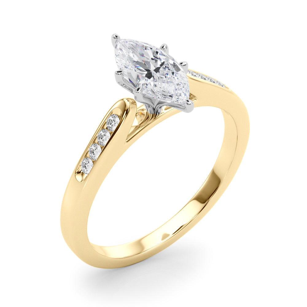 Artisan Channel-Set Round Diamond Engagement Ring in 10K/14K gold and platinum with certified lab-grown or natural diamonds