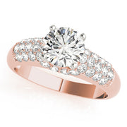 Bespoke Pave Round Diamond Engagement Ring in 10K/14K gold and platinum with certified lab-grown or natural diamonds