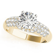 Bespoke Pave Round Diamond Engagement Ring in 10K/14K gold and platinum with certified lab-grown or natural diamonds