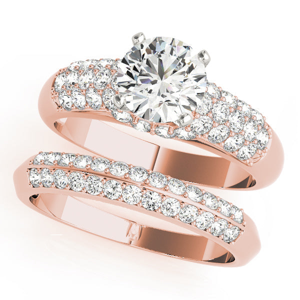 Bespoke Pave Round Diamond Engagement Ring in 10K/14K gold and platinum with certified lab-grown or natural diamonds