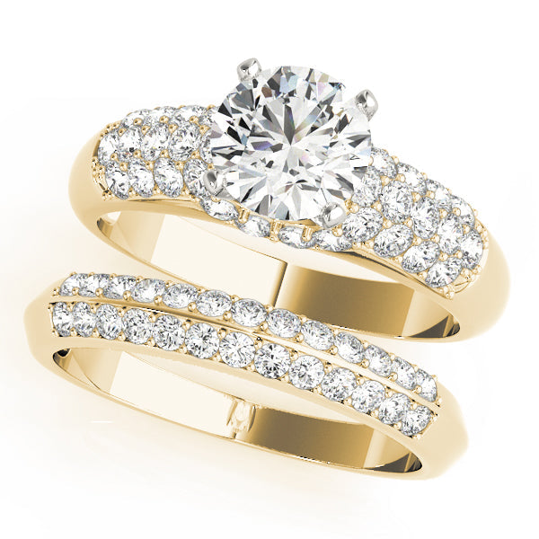 Bespoke Pave Round Diamond Engagement Ring in 10K/14K gold and platinum with certified lab-grown or natural diamonds