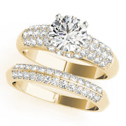 Bespoke Pave Round Diamond Engagement Ring in 10K/14K gold and platinum with certified lab-grown or natural diamonds