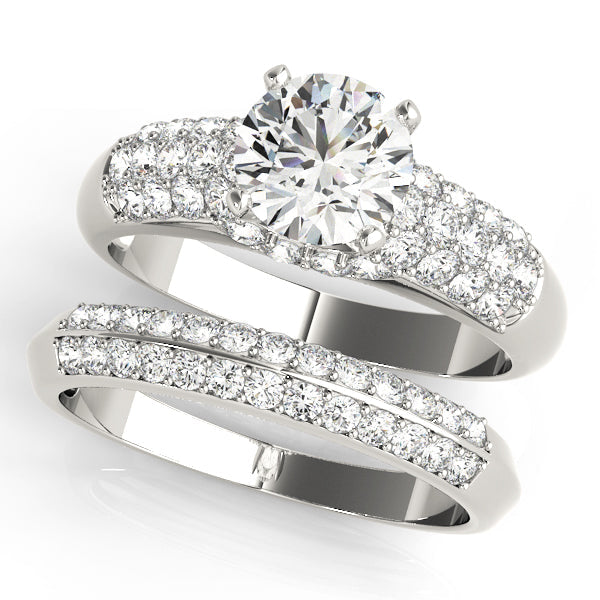 Bespoke Pave Round Diamond Engagement Ring in 10K/14K gold and platinum with certified lab-grown or natural diamonds