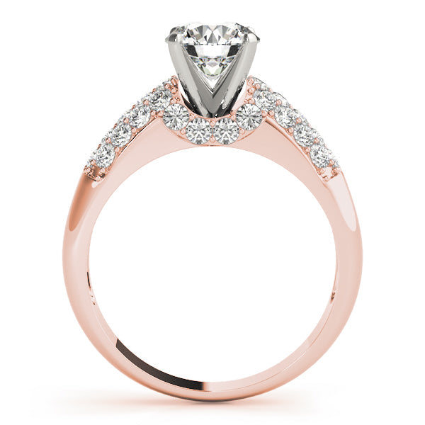 Bespoke Pave Round Diamond Engagement Ring in 10K/14K gold and platinum with certified lab-grown or natural diamonds