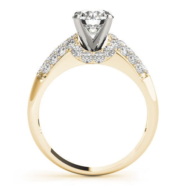 Bespoke Pave Round Diamond Engagement Ring in 10K/14K gold and platinum with certified lab-grown or natural diamonds