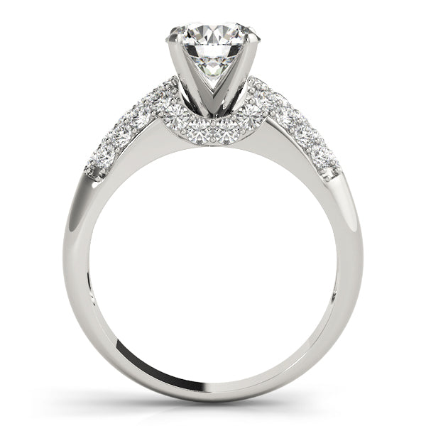 Bespoke Pave Round Diamond Engagement Ring in 10K/14K gold and platinum with certified lab-grown or natural diamonds