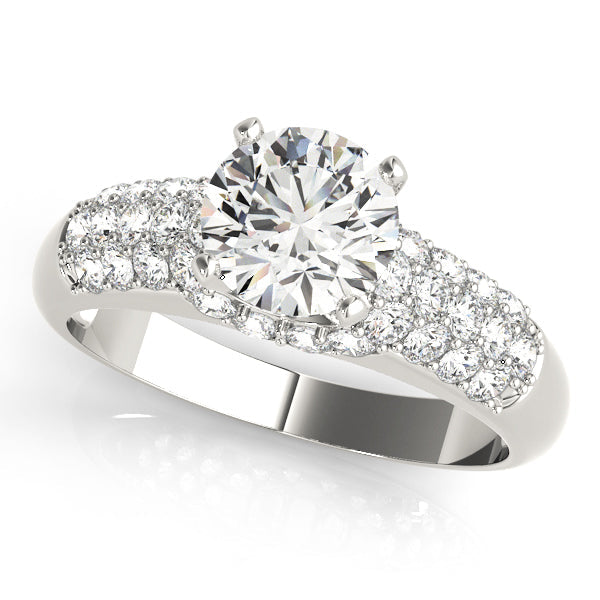 Bespoke Pave Round Diamond Engagement Ring in 10K/14K gold and platinum with certified lab-grown or natural diamonds