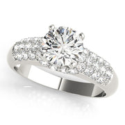 Bespoke Pave Round Diamond Engagement Ring in 10K/14K gold and platinum with certified lab-grown or natural diamonds