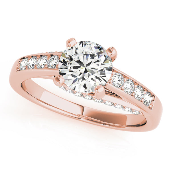 Exquisite Prong-Set Round Diamond Engagement Ring in 10K/14K gold and platinum with certified lab-grown or natural diamonds