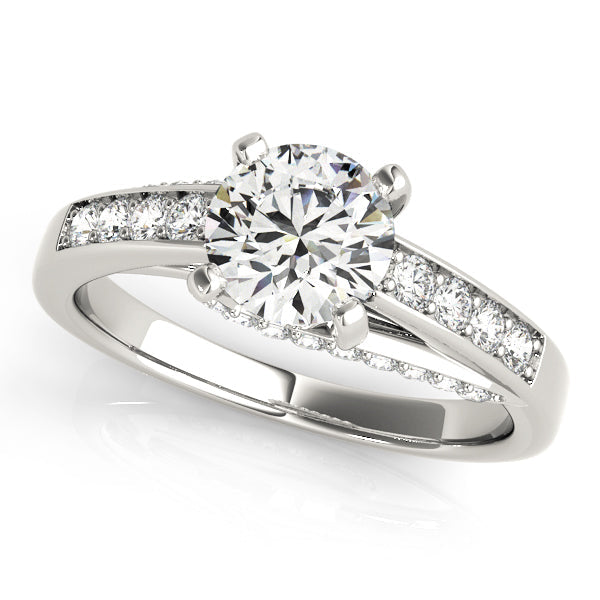 Exquisite Prong-Set Round Diamond Engagement Ring in 10K/14K gold and platinum with certified lab-grown or natural diamonds