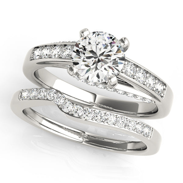 Exquisite Prong-Set Round Diamond Engagement Ring in 10K/14K gold and platinum with certified lab-grown or natural diamonds