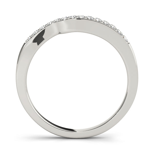 Curved Bands Half Eternity Ring in Gold & Platinum