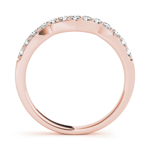 Prong in Channel Curved Half Eternity Ring in Gold & Platinum