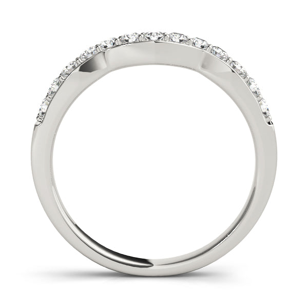 Prong in Channel Curved Half Eternity Ring in Gold & Platinum