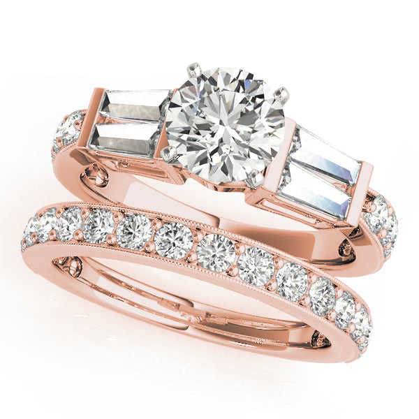 Eternal Fancy Shape Baguette Round Diamond Engagement Ring in 10K/14K gold and platinum with certified lab-grown or natural diamonds