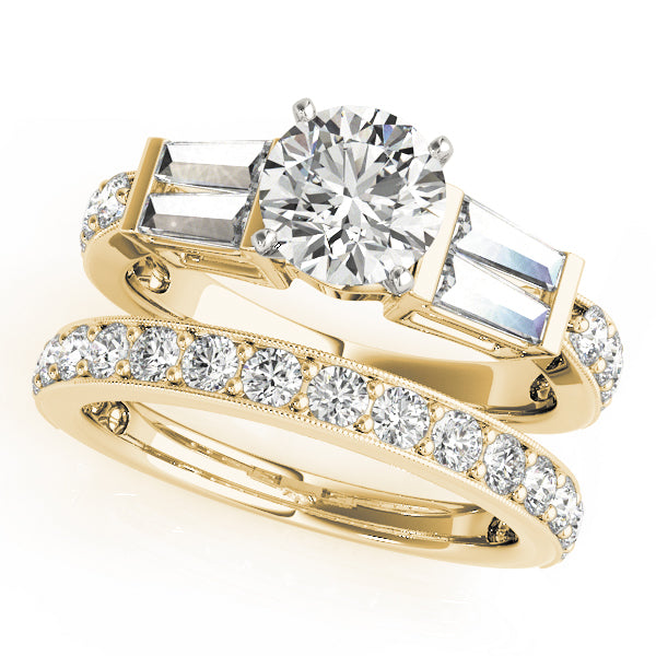 Eternal Fancy Shape Baguette Round Diamond Engagement Ring in 10K/14K gold and platinum with certified lab-grown or natural diamonds