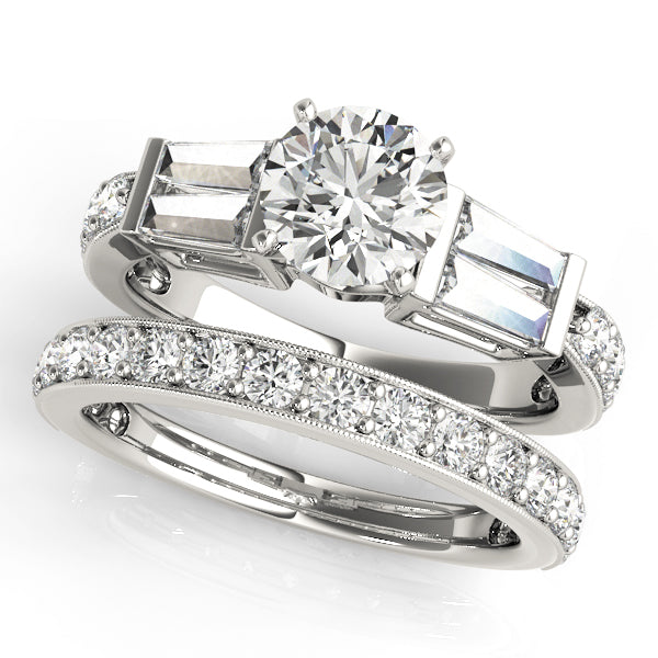 Eternal Fancy Shape Baguette Round Diamond Engagement Ring in 10K/14K gold and platinum with certified lab-grown or natural diamonds