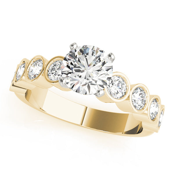 Radiant Bezel-Set Round Diamond Engagement Ring in 10K/14K gold and platinum with certified lab-grown or natural diamonds
