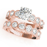 Radiant Bezel-Set Round Diamond Engagement Ring in 10K/14K gold and platinum with certified lab-grown or natural diamonds