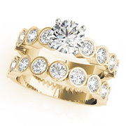 Radiant Bezel-Set Round Diamond Engagement Ring in 10K/14K gold and platinum with certified lab-grown or natural diamonds