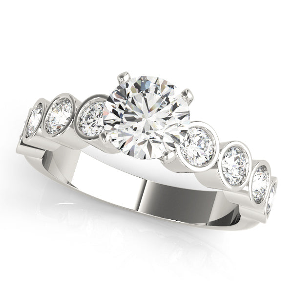 Radiant Bezel-Set Round Diamond Engagement Ring in 10K/14K gold and platinum with certified lab-grown or natural diamonds