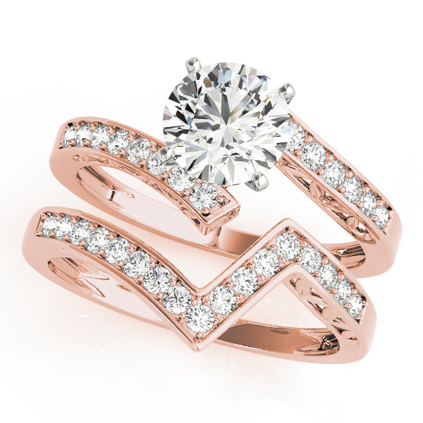 Brilliant Bypass Round Diamond Engagement Ring in 10K/14K gold and platinum with certified lab-grown or natural diamonds