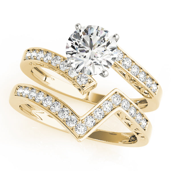 Brilliant Bypass Round Diamond Engagement Ring in 10K/14K gold and platinum with certified lab-grown or natural diamonds