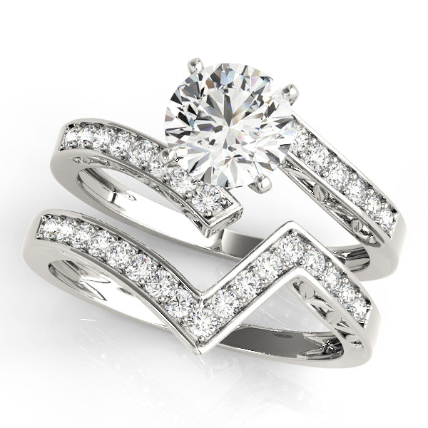Brilliant Bypass Round Diamond Engagement Ring in 10K/14K gold and platinum with certified lab-grown or natural diamonds