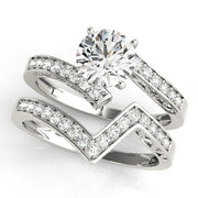 Brilliant Bypass Round Diamond Engagement Ring in 10K/14K gold and platinum with certified lab-grown or natural diamonds