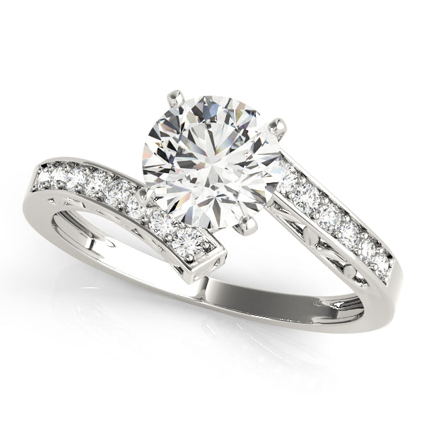 Brilliant Bypass Round Diamond Engagement Ring in 10K/14K gold and platinum with certified lab-grown or natural diamonds
