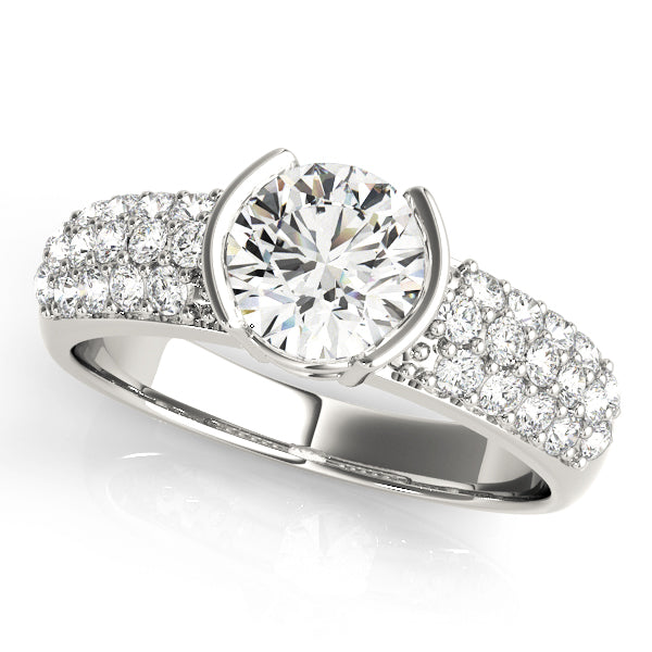 Majestic Pave Round Diamond Engagement Ring in 10K/14K gold and platinum with certified lab-grown or natural diamonds