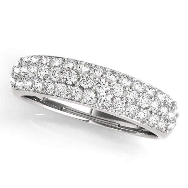 Multirow PavÃ£Â© Wedding Half Eternity Ring in Gold & Platinum