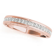 Fancy Princess Cut Milgrain Half Eternity Ring in Gold & Platinum