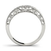 Fancy Princess Cut Milgrain Half Eternity Ring in Gold & Platinum