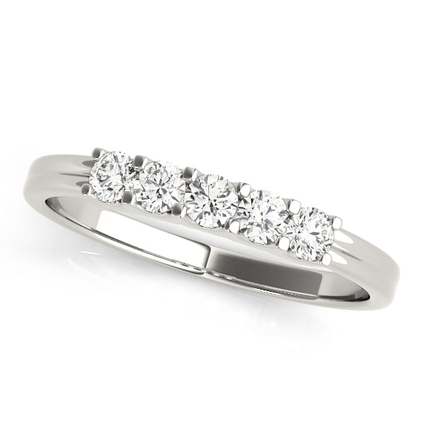 Shared Prong Half Eternity Ring in Gold & Platinum