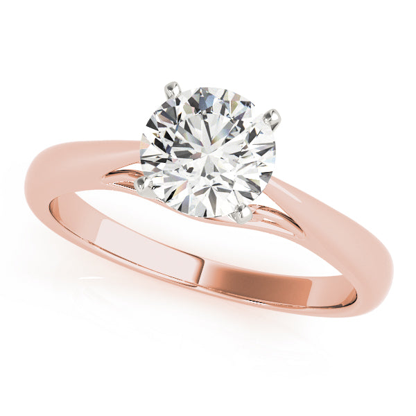Lustrous Solitaires Any Shape Round Diamond Engagement Ring in 10K/14K gold and platinum with certified lab-grown or natural diamonds