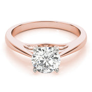 Lustrous Solitaires Any Shape Round Diamond Engagement Ring in 10K/14K gold and platinum with certified lab-grown or natural diamonds