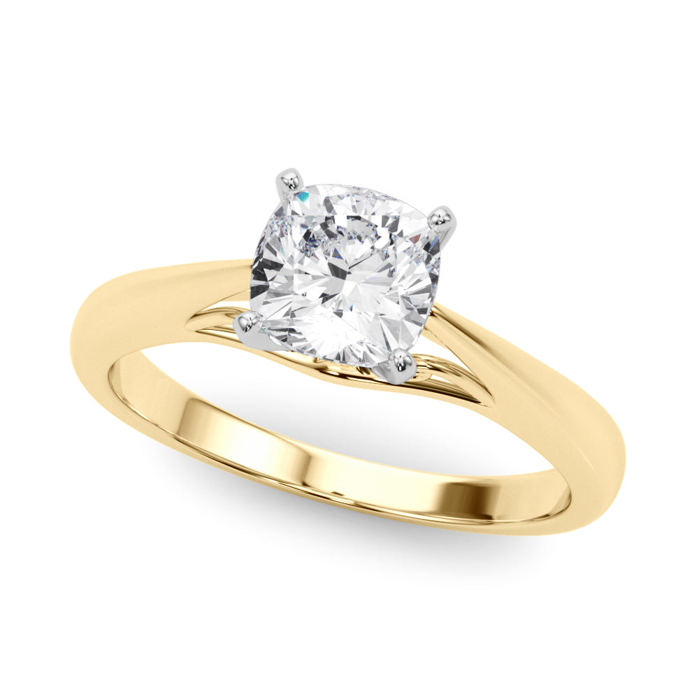 Lustrous Solitaires Any Shape Round Diamond Engagement Ring in 10K/14K gold and platinum with certified lab-grown or natural diamonds