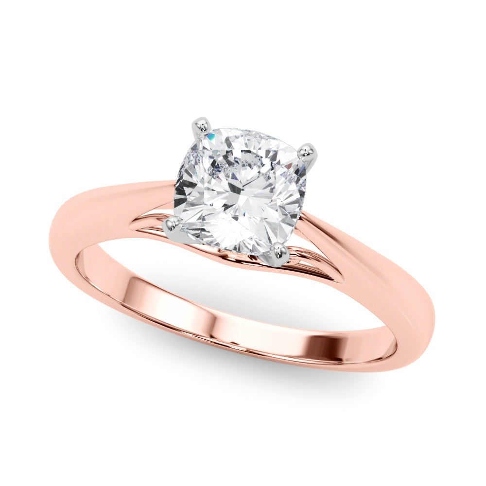 Lustrous Solitaires Any Shape Round Diamond Engagement Ring in 10K/14K gold and platinum with certified lab-grown or natural diamonds