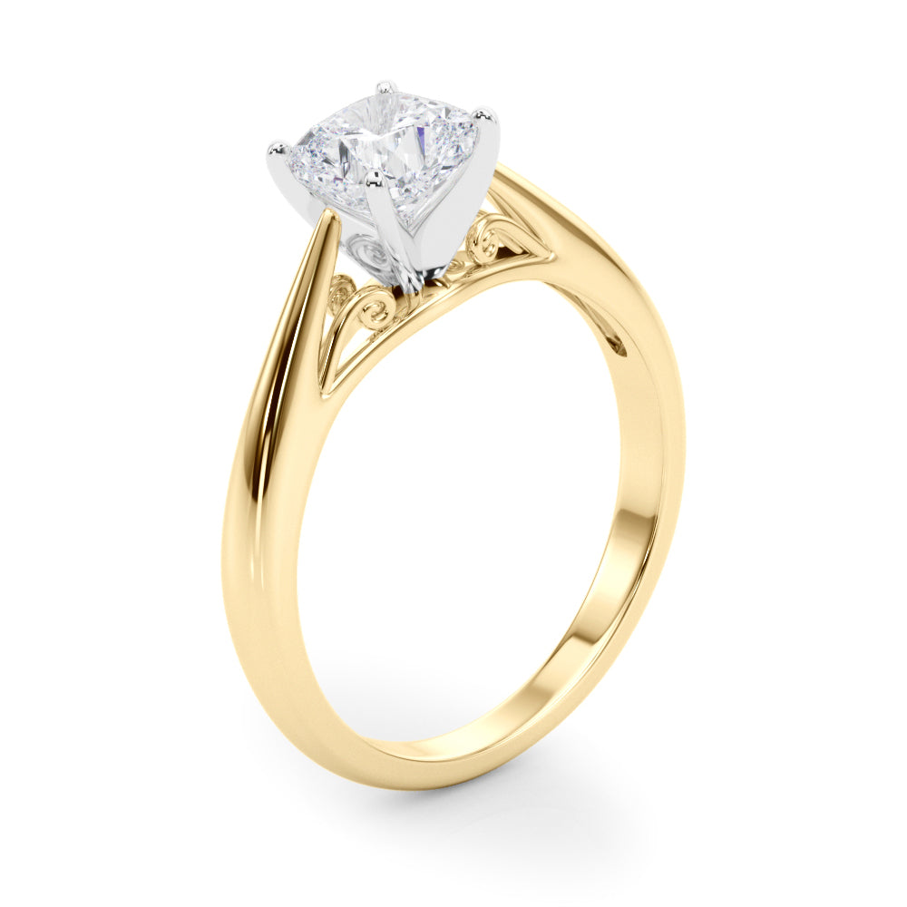 Lustrous Solitaires Any Shape Round Diamond Engagement Ring in 10K/14K gold and platinum with certified lab-grown or natural diamonds